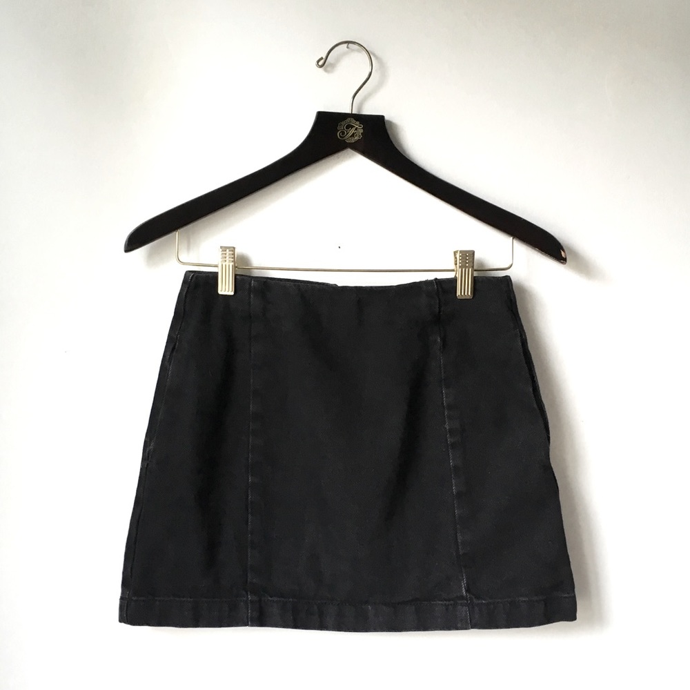 Topshop Moto A-Line denim mini skirt